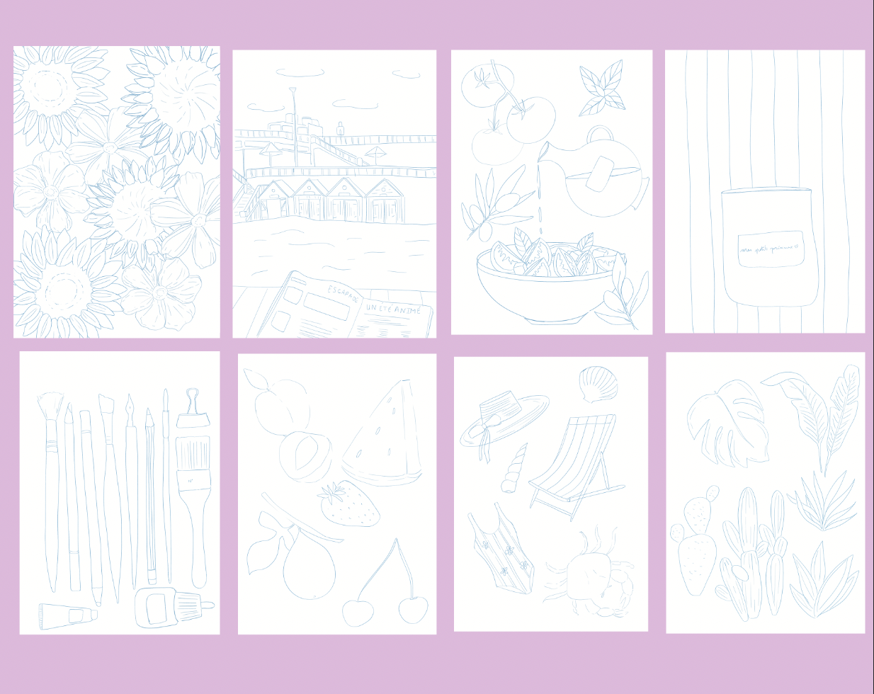 Illustrations - coloriage Aquarelle - Ete – Image 10